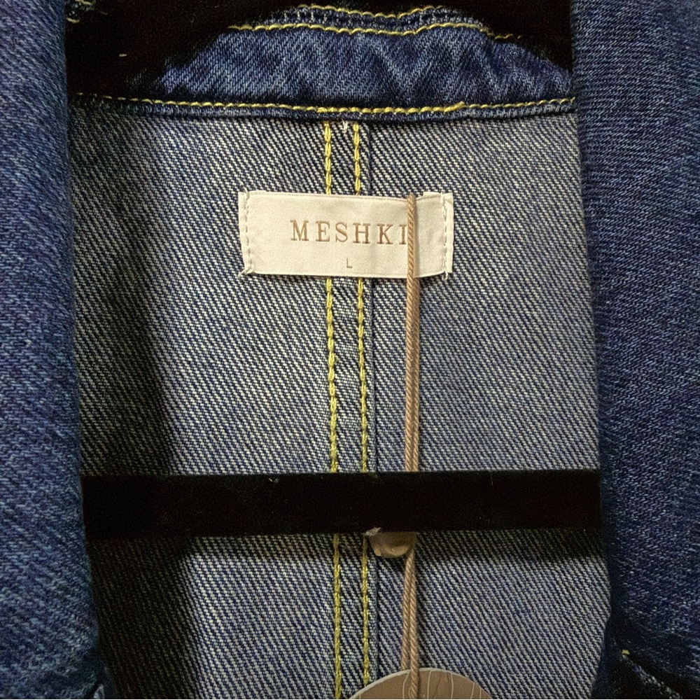 NWT Meshki Eugenie Collared Denim Mini Dress - Dark Blue - Picture 4 of 7